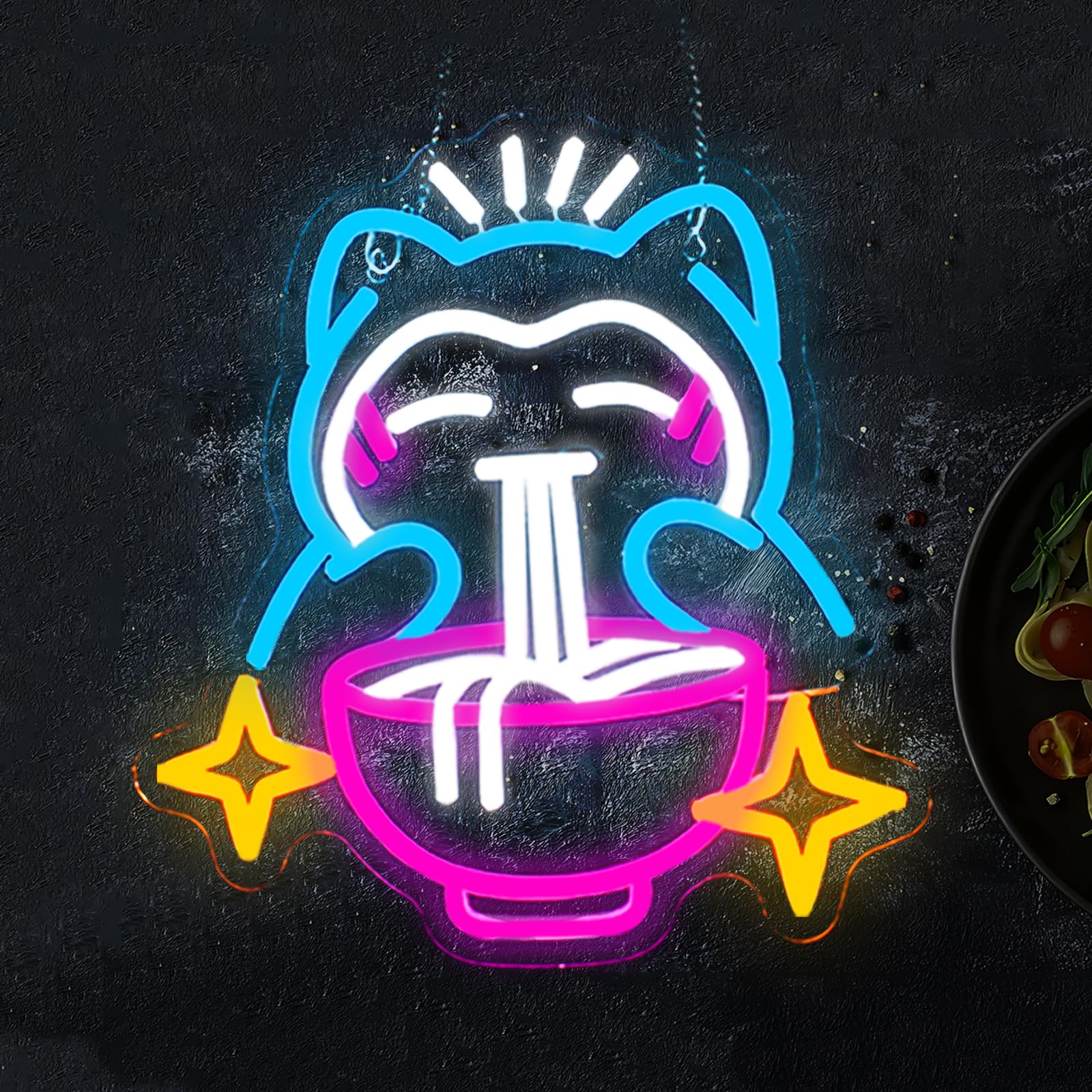 Japanese Lighting Decor - ไฟนีออนรูปหมีน่ารัก - ป้ายไฟนีออนรูปหมีน่ารัก ปรับความสว่างได้ ตกแต่งผนังสไตล์ญี่ปุ่นสำหรับห้องเล่นเกม ร้านอาหาร