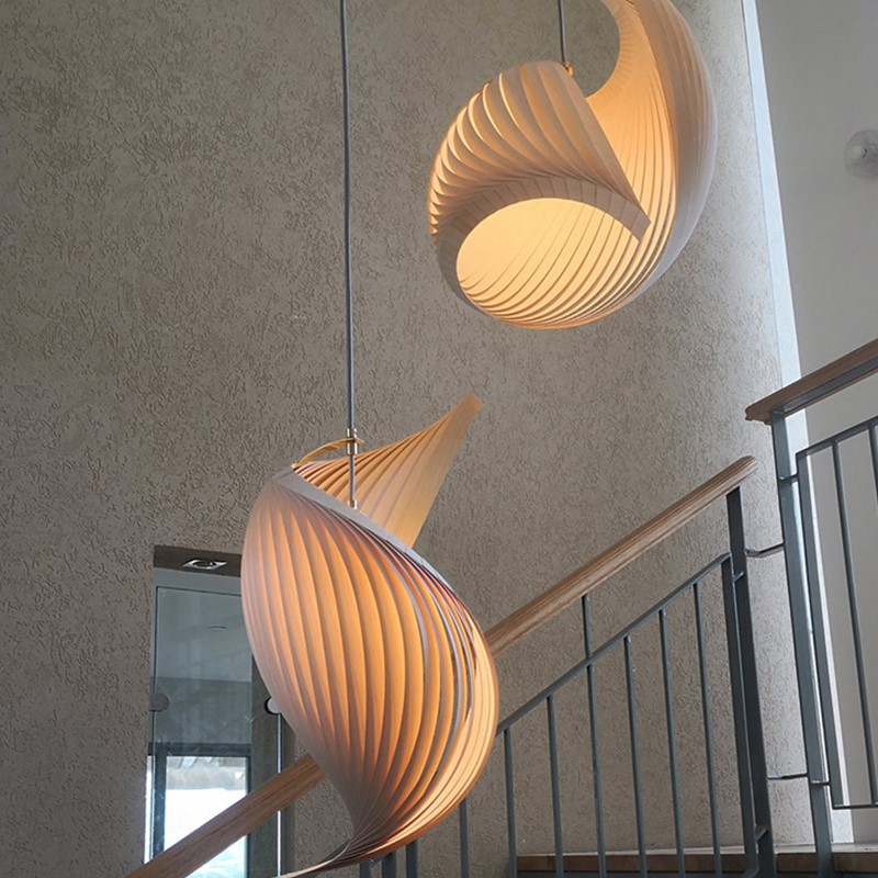 Japanese Lighting Decor - โคมไฟ LED ไม้สไตล์ญี่ปุ่น ดีไซน์สร้างสรรค์ สำหรับห้องนั่งเล่น ร้านอาหาร
