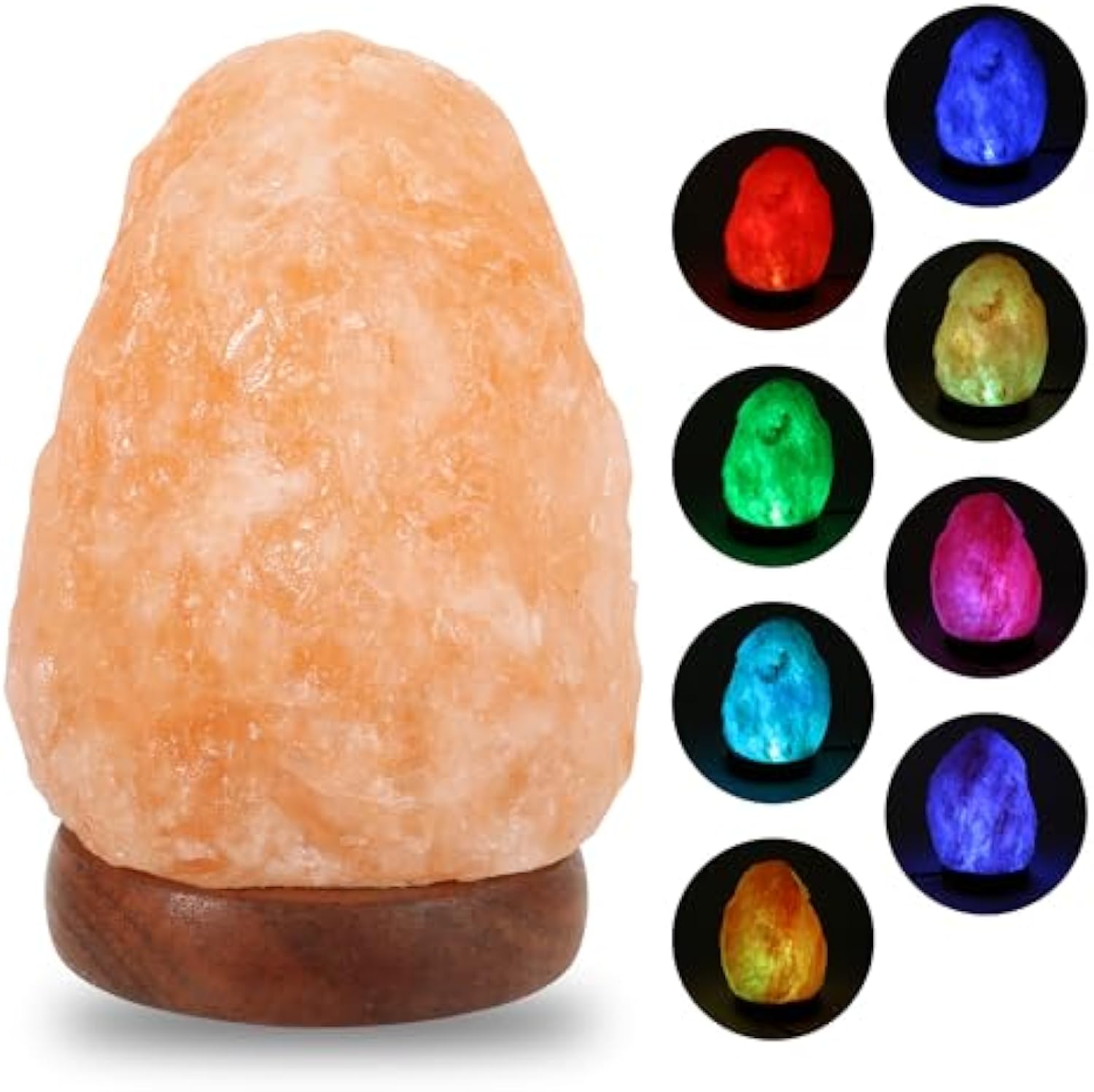 Himalayan Salt Lamp - โคมไฟเกลือหิมาลัยออร์แกนิก 7 สี พร้อมหลอดไฟ LED ใช้พลังงานจาก