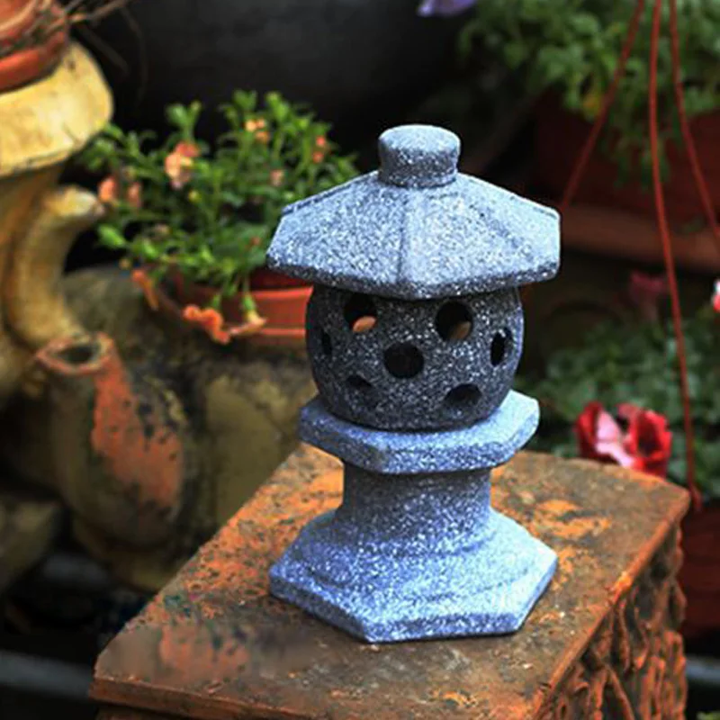 Japanese Lighting Decor - โคมไฟหินเทียมเซรามิกสไตล์ญี่ปุ่น หินอ่อนเทียม ดินแดง ผลิตภัณฑ์ตกแต่งสร้างสรรค์ ลานภายใน 1