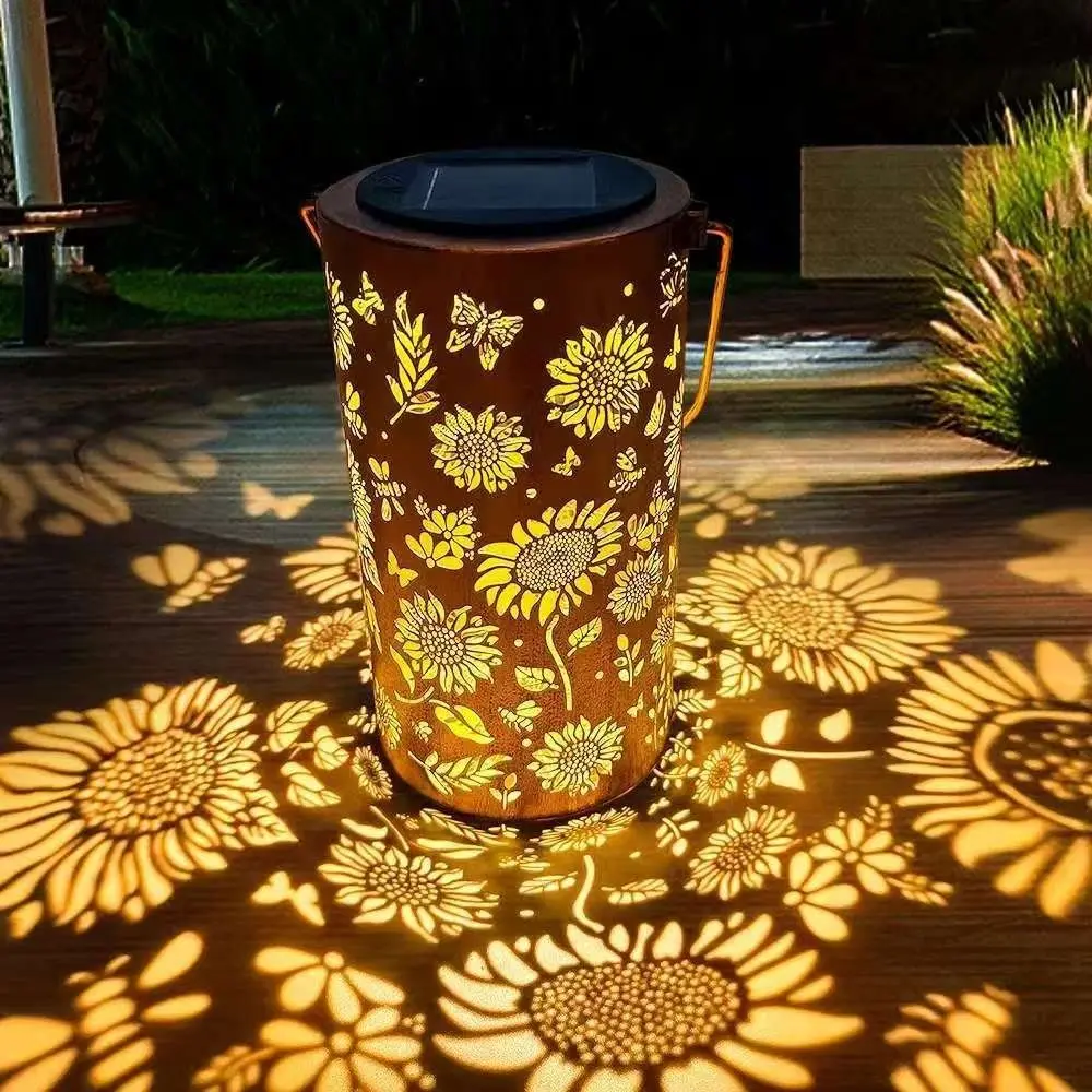 Garden Lighting Decor - โคมไฟดอกทานตะวันและโคมไฟเงา กันน้ำสำหรับใช้งานกลางแจ้ง ใช้พลังงานแสงอาทิตย์สำหรับตกแต่งทางเดินกลางคืน สนามหญ้า สวน และลานบ้าน