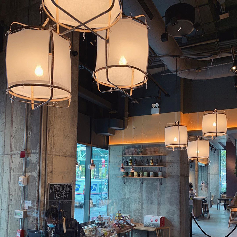 Japanese Lighting Decor - ญี่ปุ่น Quiet โคมไฟระย้าโคมไฟผ้าลินินโมเดิร์นเรียบง่ายห้องนั่งเล่นห้องนอน Art โคมไฟติดเพดานตกแต่ง Luminaria