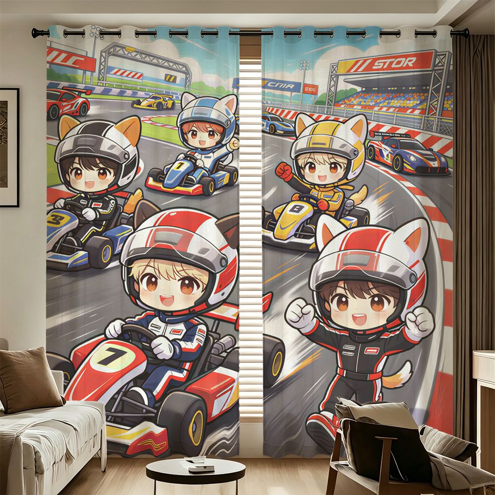 ผ้าม่านพิมพ์ลายการ์ตูนการแข่งร - Decor Kart Lighting บทวิจารณ์และราคา