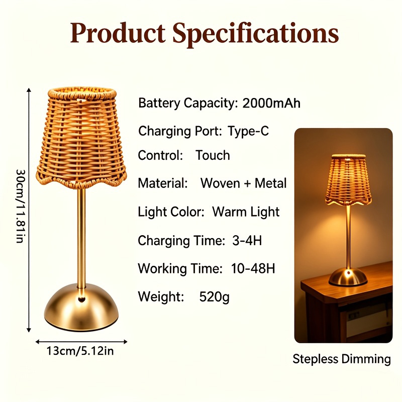 โคมไฟตั้งโต๊ะสไตล์โบฮีเมียนทำจ - Touch Dimmer Lamp บทวิจารณ์และราคา