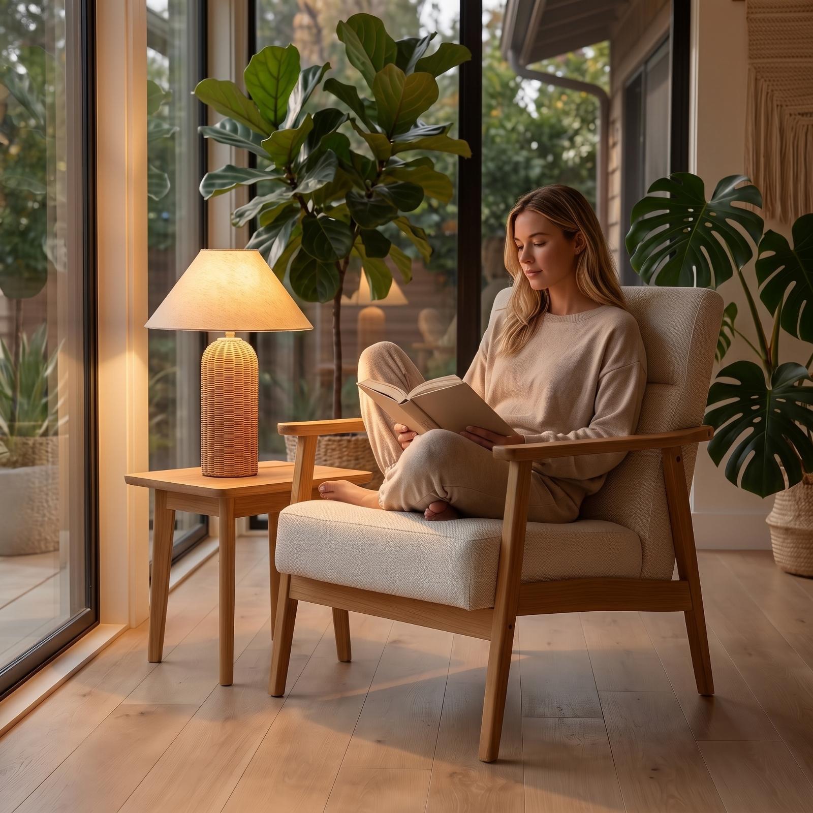 โคมไฟข้างเตียง ฐานหวาย โคมผ้า  - Room Lighting Bedroom Decor บทวิจารณ์และราคา