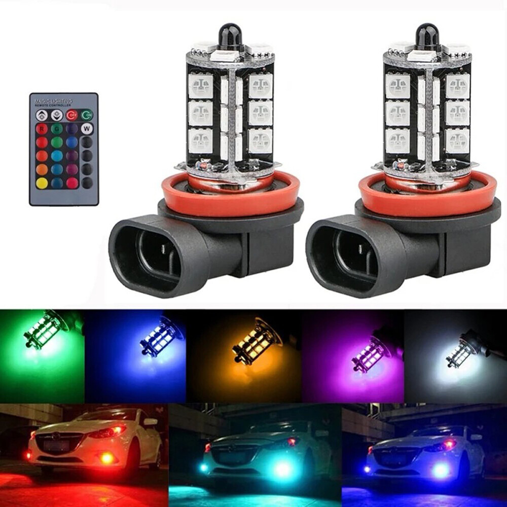 2x RGB H11 H9 H8 5050 27SMD ไฟ - Touch Dimmer Lamp บทวิจารณ์และราคา